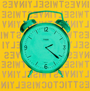 limited edition print Alarm Clock time invest wisely art green yellow