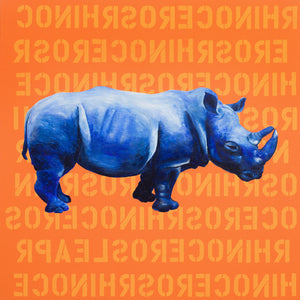 limited edition art print rhino rhinoceros orange animal decor decorate