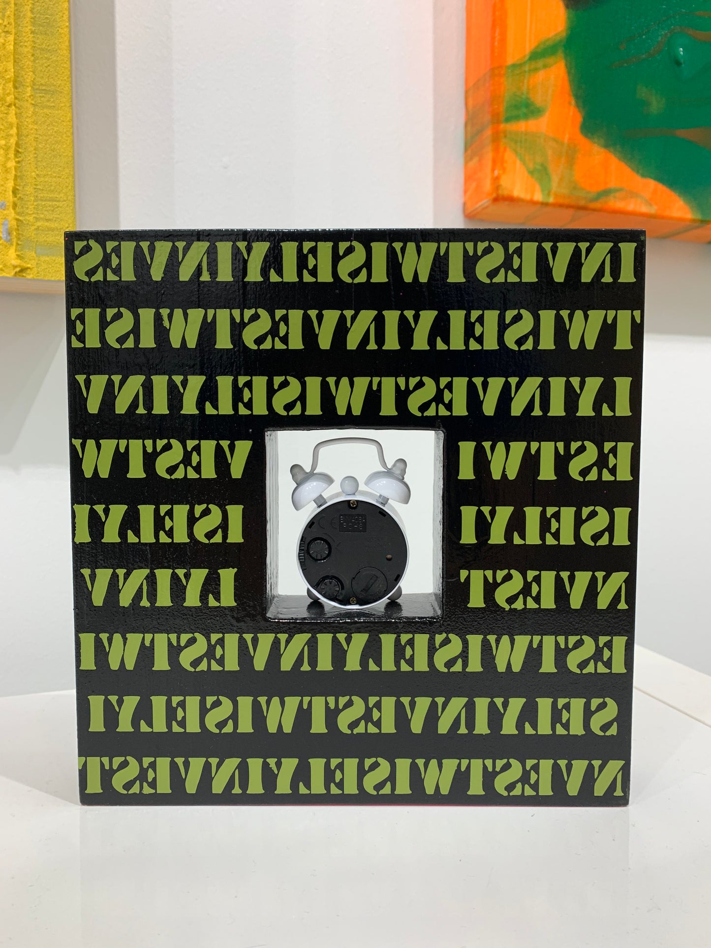 Clock Block -Black and Olive Green (White clock)