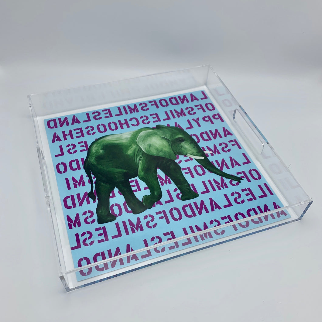 elephant thailand green acrylic art tray decor decorate