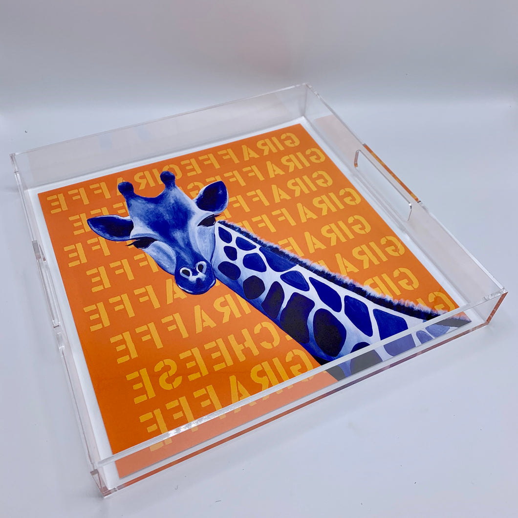 giraffe animal art acrylic tray decor decorate